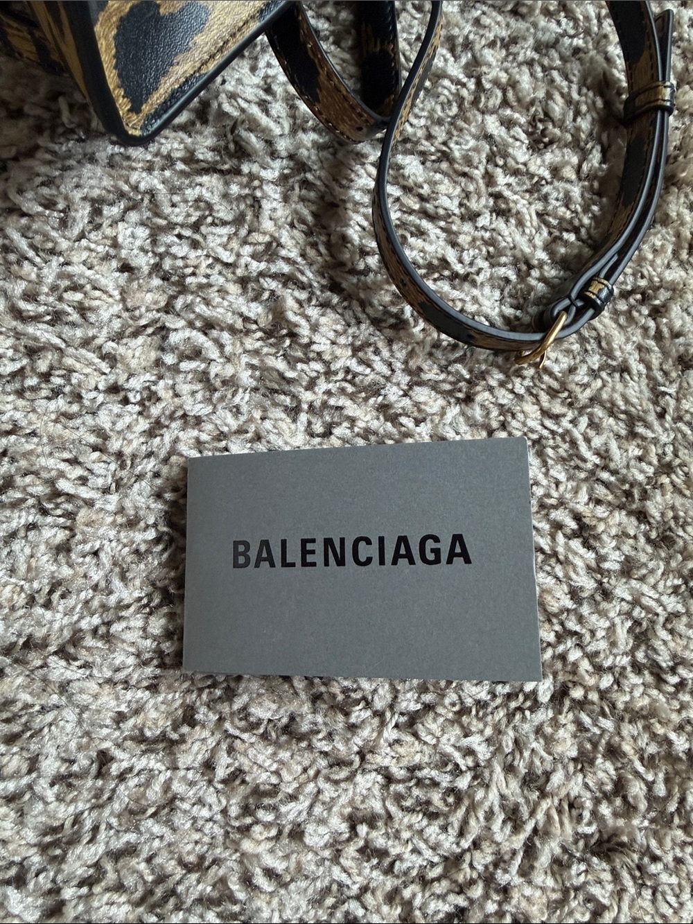 Balenciaga Leopard-Print Hourglass Mini Bag in Tan and Black - Picture 5 of 7